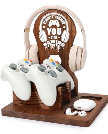 Gamer Gifts for Teen Boy, Gamer Accessories Stuff, Gaming Gifts for Son, Boyfriend, Husband, Wooden Headphone Stand