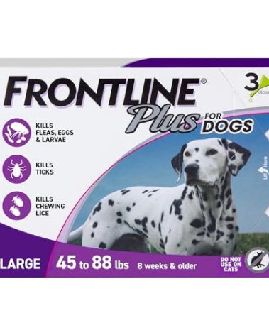 FRONTLINE Plus Flea and Tick Treatment for Large Dogs Up to 45 to 88 lbs. 3 Treatments