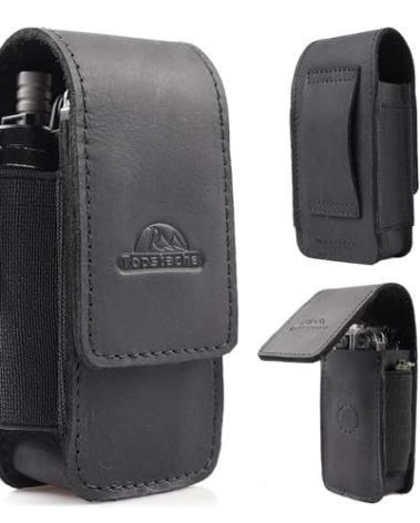 Topstache Leather Multitool Sheath for Belt - Multitool Holster for Belt - Leather Multitool Pouch Fits Folding Tool - Magnetic Closure EDC Belt Organizer - EDC Belt Pouch - Multitool Holder, Black