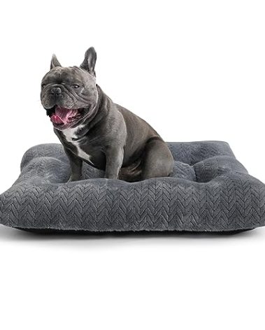 Small Dog Bed for Crate Washable with Anti-Slip Crate Pad Soft Fluffy Kennel Pad for Dog Cage 24 inch Puppy Bed fit Up to 25 lbs Pets Comfy Sleeping Pillow,24 x 18 Dark Gray