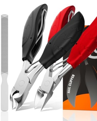 Toenail Clippers for Seniors Thick Toenails | 4-PCS Ergonomic Long Handle Non-Slip Soft grip Toe Nail Clippers Set for thick toenails | Premium Steel Heavy Duty Super Sharp Fingernail Clippers for Men