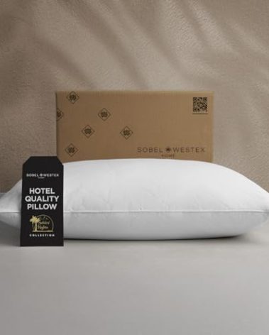 Sobel Westex Sahara Nights Queen Size Bed Pillow | Stomach & Back Sleeper Pillow for Adults | 233TC, 100% Cotton Case, Gel Fiber Fill | Soft, Machine Washable Hotel Quality Pillow for Sleeping | 20X30