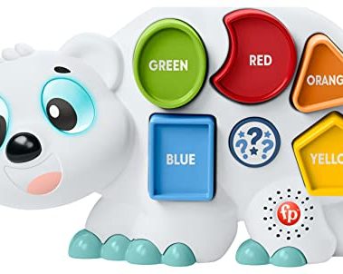 Fisher-Price Toddler Learning Toy Linkimals Puzzlin’ Shapes Polar Bear with Lights & Music for Kids Ages 18+ Months, Compatible Only with Linkimals Items