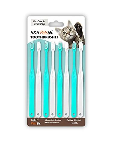 H&H Pets Toothbrush for Small Dogs & Cats - Soft and Extra Small Toothbrush Designed for Cats, Puppies, and XS Breed Dogs Like Teacups, Chihuahuas, Yorkshire, and Poodle, 8 Count Pack
