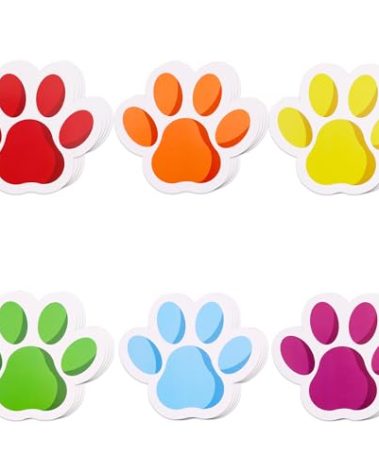 Vuzvuv 60 Pcs 6 Inch Large Colorful Paw Prints Paper Cutouts for for Students Educational School Classroom Bulletin Board Decorations for Dog Cat Paw Theme Party Supplies and Craft Wall Decor