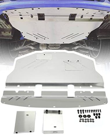 Kojem Engine Splash Shield Compatible with 2011-2014 Subaru WRX STI Impreza (any trim) Silvery Aluminum Under Tray Skid Plate