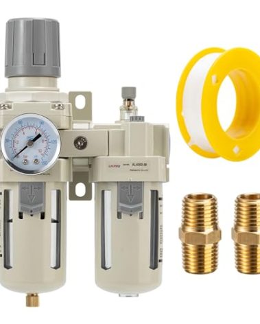 LNCHKA Air Compressor Pressure Regulator,Gauge(0-150PSI),Water Separator For Air Compressor Semi-Auto Drain 3/4 NPT Threaded Interface