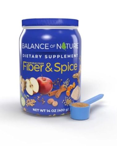 Balance of Nature Fiber & Spice - Psyllium Husk, Flax Seed, Turmeric & Apple - 30 Servings