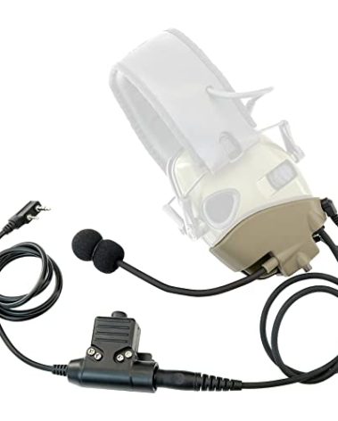 TSVISIONCORE Microphone & PTT for Howard Leight Impact Sports Noise Cancelling Headphones Airsoft(Tan)
