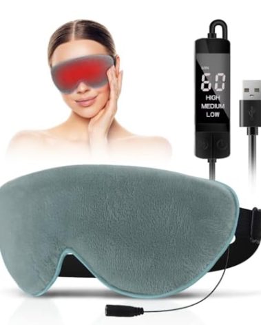 KOVNLO Heated Eye Mask, Washable USB Electric Moist Heat Warm Compress for Eyes, Eye mask with Flaxseed for Dry Eyes, Blepharitis, Chalazion, MGD, Stye Eye Treatment