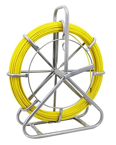 4.5MM 350 FT Duct Rodder Fish Tape Cable Running Rod Cable Puller Fiberglass Fish Tape with Stand