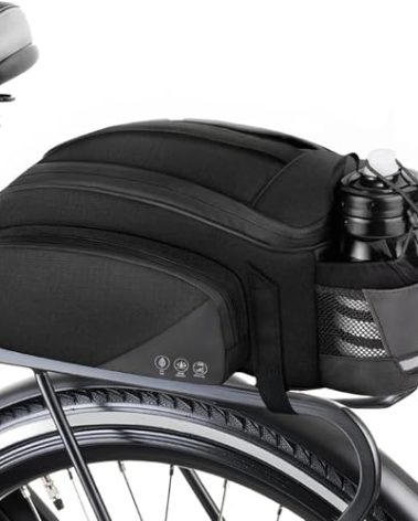 Bike Rack Bag,12L Bike Trunk Bag ,Rear bike rack bag, Multi Pockets Cycling Storage Bag with Water Bottle Holder , Bike Bags for bicycle Rack with Reflective Area & Shoulder Strap for Cycling Trips.