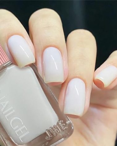 COSMOO 12ML Milky White Quick Dry Nail Polish, Jelly White Nail Lacquer for Nail Art Varnish