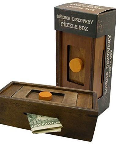 Puzzle Box Enigma Secret Discovery - Money and Gift Card Holder in a Wooden Magic Trick Lock with Hidden Compartment Piggy Bank Brain Teaser Game