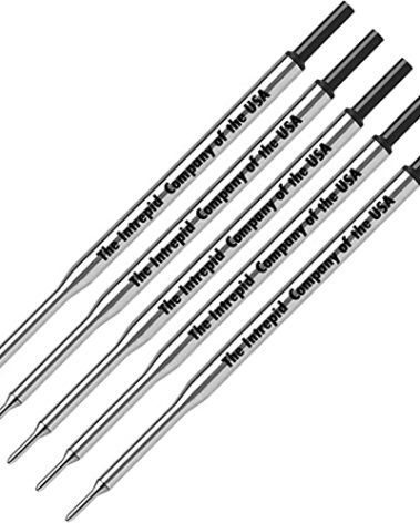 5 Genuine Intrepid Fine Ballpoint Refills for Paper Mate Lubriglide, Aspire, PhD,PhD Ultra Ballpoint Pens and Schneider pens That take Express 225, (Bulk Packed) (Black)