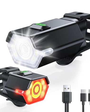 Zewdov 3+6 Modes Bright Bike Lights for Night Riding with Side Light, Rechargeable & IP65 Waterproof Bicycle Light, Bike Headlight and Tail Light Set for Road/Mountain Bike/Scooter Accessories