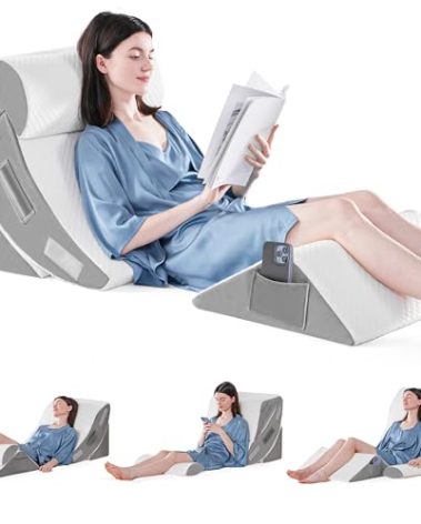 Yojoker 4PCS Orthopedic Bed Wedge Pillow Set for Sleeping, Post Surgery Foam Pillow for Body, Back and Leg Pain Relief, Triangle Adjustable Support Pillow - Acid Reflux, Anti Snoring & GERD Sleeping