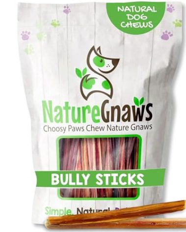 Nature Gnaws Extra Thin Bully Sticks for Small Dogs 5-6" (10 Count) - Long Lasting for Light Chewers and Puppies - Natural Beef Dog Chew Bones