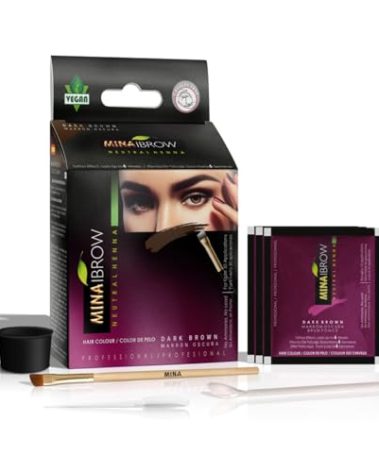 MinaiBrow Dark Brown Tint Kit | Natural Spot Coloring Brow Powder, Water & Smudge Proof Instant Brow Dye, 100% Gray Coverage, 30 Applications, Ammonia &, Vegan, Cruelty Free, Plant-Based
