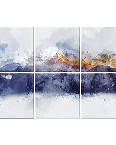 Ruonin.X 6 Pack Decorative Art Acoustic wall panels,Better Acoustic Treatment than foam, Premium Sound Absorbing and Soundproof wall panels for Recording studio and home, 72"x48" inch—Golden Mountain