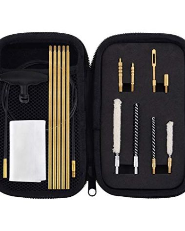 Raiseek .177 Cal & .22 Cal Airgun Cleaning Kit with Cotton Mop Brass Cleaning Rod Nylon Brushes in Zippered Organizer Compact Case