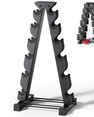 Dumbbell Rack Stand Only, Compatible with Peloton Weights, Ergonomic Weight Rack for Home Gym Dumbbells with 6-Tier, Space-Saving Home Gym Storage Rack, Plus Neoprene Set Storage, Compact