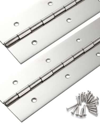 2 Pack Marine Grade Heavy Duty Piano Hinge 24 Inch x 2 Inch Width, True 0.060'' Thick Stainless Steel Piano Hinge for Heavy Duty Cabinet, Door, Toolbox, Metal Plate, Furniture, Industrial Project
