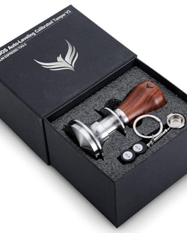 KNODOS 51mm Tamper Tool Espresso Rosewood Spring Loaded 30LB Calibrated Coffee Tamper Compatible With Delonghi, Casabrews, Smeg and more Espresso Machine Accessories