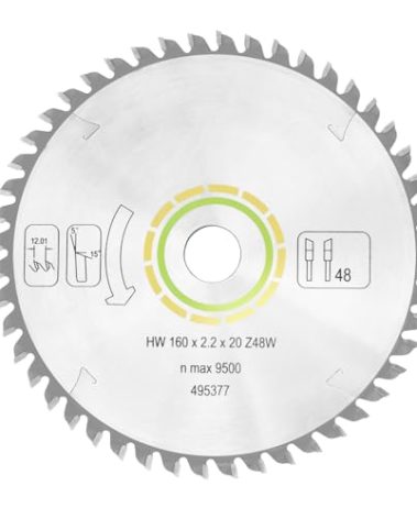 495377 491952 for festool Track Saw Blade 160mm(6 1/4"), 2.2mm, 20mm, 48T, ATB Fit for festool TS 55, TSC 55, ATF 55 E, HK 55, HKC 55 Track Saw Plunge Cut Saws 2-Year Warranty