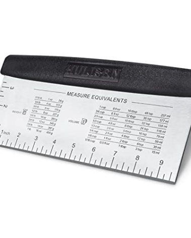 HULISEN Large Bench Scraper for Baking, 10 inch Dough Pastry Scraper with Measuring Scale, Stainless Steel Cake Scraper, Pizza Cutter, Food Chopper, Bread Separator Knife
