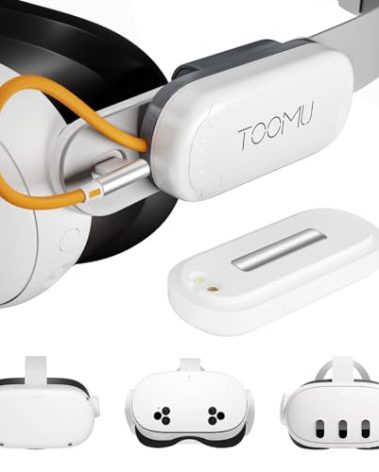 TOOMU Dual Battery Pack Set for Meta Quest 2 / Quest 3 / Quest 3S, 8000mAh Battery Pack Compatible with Quest 2/3/3S, VR Extended Power Accessories Magnetic Connections and Lightweight Design