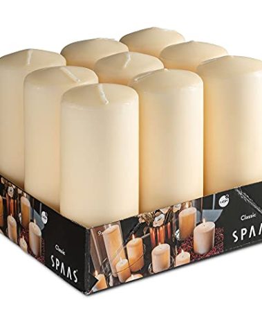 SPAAS Ivory Pillar Candles - 9 Pack | 6 Inch Large Ivory Dripless Pillar Candles for Home Decor, Memorial, Vigil, Parties, Wedding, Decorative Lantern