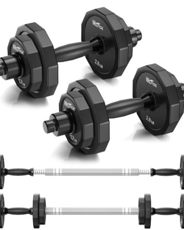 KISS GOLD Barbell Weights Dumbbells Set, Adjustable Dumbbell Sets 22Lbs 44Lbs 66Lbs 88Lbs, Solid Steel, Free Barbell Weight Set with Connector Workout Home Gym for Men Women Strength Training Shaping