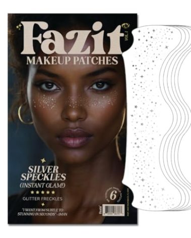 Fazit Makeup Patches - Silver Speckles - Glow Up Make-Up Patches - Cute Glitter Makeup Accessories for Women - Cosmetic Glitter for Face
