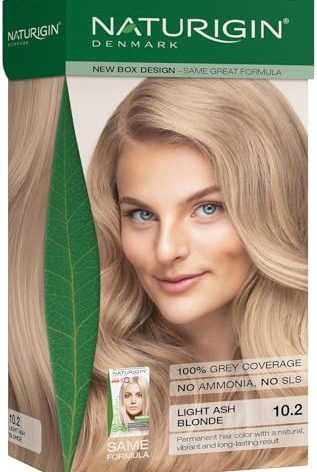 Naturigin Permanent Hair Color for Women - 10.2A Light Ash Blonde, Ammonia-Free Vegan Hair Dye with 100% Gray Coverage, Long-Lasting, Nourishing & Salon Quality Results