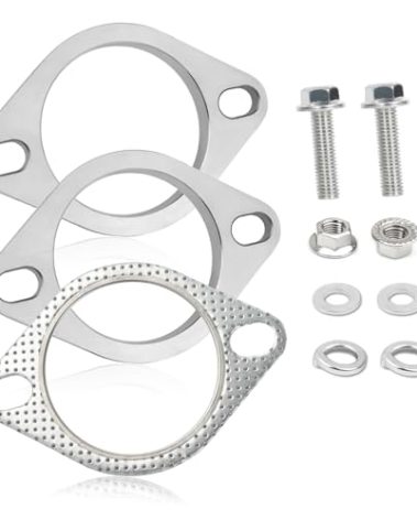 2.25 Inch 2-Bolt Exhaust Flange Repair Kit,Stainless Steel Exhaust System Kit with Exhaust Bolts & Exhaust Gasket,Exhaust Pipe Flange Gasket for Automotive Replacement Exhaust Flanges (2.25 Inch)