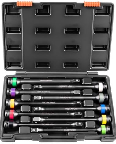 Siapupy Torque Limiting Extension Bar Kit, 10 Piece 1/2" Drive Torque Wrench Set with Color-Coded Torque Sticks (65-150 Ft-Lbs), Compatible with 1/2" Drive Tools for Lug Nuts, Automotive Repair