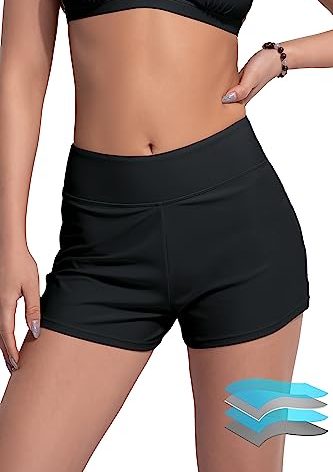 Beautikini Period Swimwear Menstrual Leakproof Swimsuit Short High Waist Bathing Suit Bottoms for Teen Girl Women Black XL
