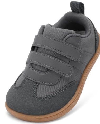 STQ KIDS Toddler Wide Toe Box Shoes:Boys Barefoot Shoe Kids Walking Shoes Boy Sneakers Non-Slip Zero Drop Toddler First Walking Shoe Comfortable Dark Grey Toddler 6
