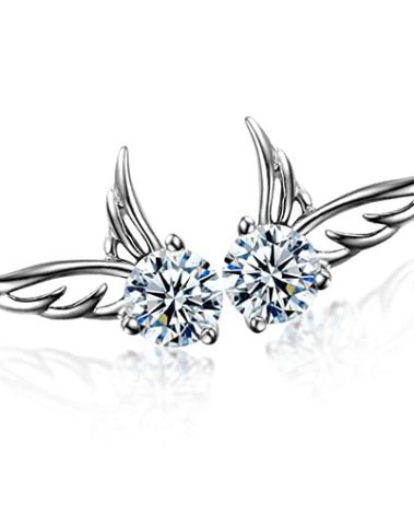 BG&WLing 925 Sterling Silver Angel Wing Stud Earrings Hypoallergenic Small Wings Earring Dainty Minimalis Jewelry Gifts for Women(Wing)