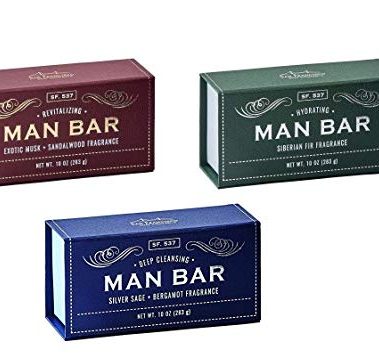 San Francisco Soap Company - Set of 3 Man Bars - Deep Cleansing (Silver Sage & Bergamot), Hydrating (Siberian Fir) and Revitalizing (Exotic Musk + Sandawood) 10 Ounce Each