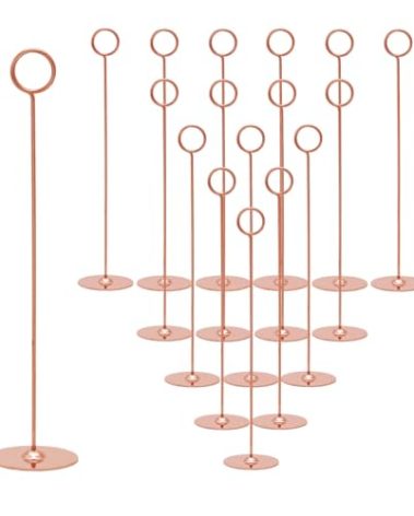 Urban Deco 16PK Table Number Holders Place Card Holders 12 Inch Table Card Holders Steel Card Holders for Photos, Food Signs, Memo Notes, Weddings, Restaurants, Birthdays (Rosegold)