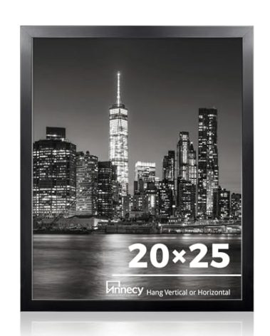Annecy 20x25 Picture Frame Black（1 Pack）, 20 x 25 Picture Frame for Wall Decoration, Classic Black Minimalist Style Suitable for Decorating Houses, Offices, Hotels