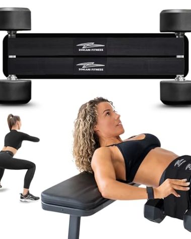 Zokani Fitness Hip Thrust Belt, Double Padded Glute Trainer with Non-Slip Design, Heavy Duty Weight Belt for Dumbbells, Kettlebells and Plates, Black