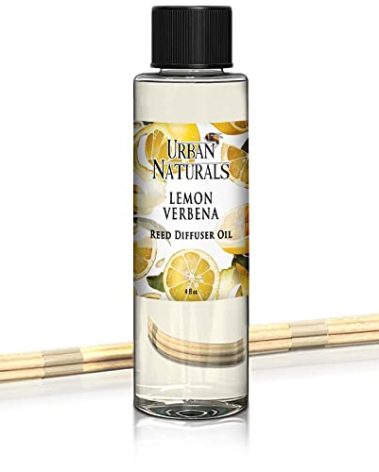 Urban Naturals Lemon Verbena Scented Oil Reed Diffuser Refill | Includes a Free Set of Reed Sticks! 4 oz.