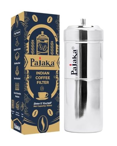 PAJAKA South Indian Filter Coffee Maker 4-6 Cup Mug Madras Kaapi Kappi Drip Decoction Maker Brewer Dripper Stainless Steel Medium Size for Home & Kitchen (250 ML)