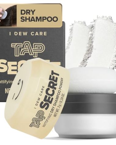I DEW CARE Tap Secret Dry Shampoo Powder with Biotin - Tap Secret Original | Strengthening & Volumizing, Refillable, Travel size, Non-aerosol, Brunette, Korean Ginseng, Stocking Stuffers, 0.24 Oz