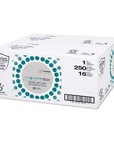 Papernet Dissolvetech 410339 Virgin Fiber Multifold Towel, 9.25" x 9.5" Sheet Size 3.15" Height, 4.53" Width, 9.3" Length, White (Pack of 4000)