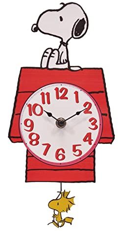 Mark Feldstein, Peanuts Snoopy's Dog House with Woodstock Pendulum Pal Wall Clock, 12 Inch