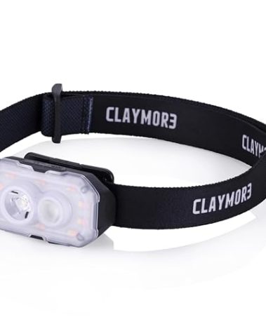 Claymore HEADY+ Black Rechargeable Wearable Light – 600 Lumens HeadlampMode 6 Light Mode 90° Adjustable Beam IP54 Water-Resistant USB-C Rechargeable Up to 70 Hrs Runtime for Camping, Running, Outdoor